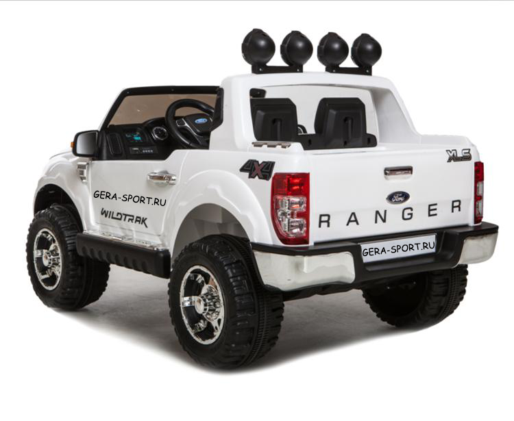 Белый детский электромобиль Ford Ranger XLS на резиновых колесах