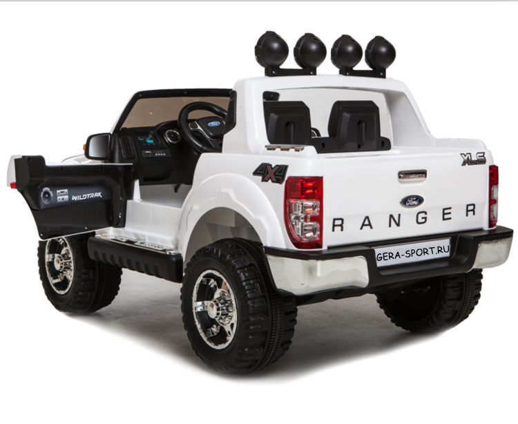 Белый детский электромобиль Ford Ranger с открывающимися дверьми
