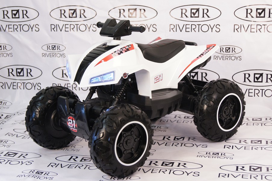 Квадроцикл детский RiverToys T777TT каучуковые колеса белый